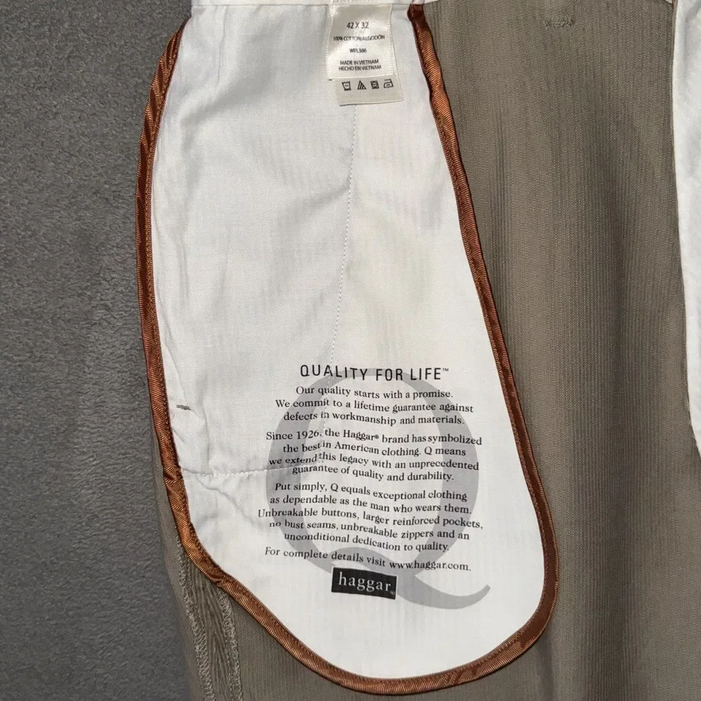 Haggar Corduroy Pants Mens 40x31 (Tag 42) Tan Expandable Waist WPL 386 - Picture 10 of 12